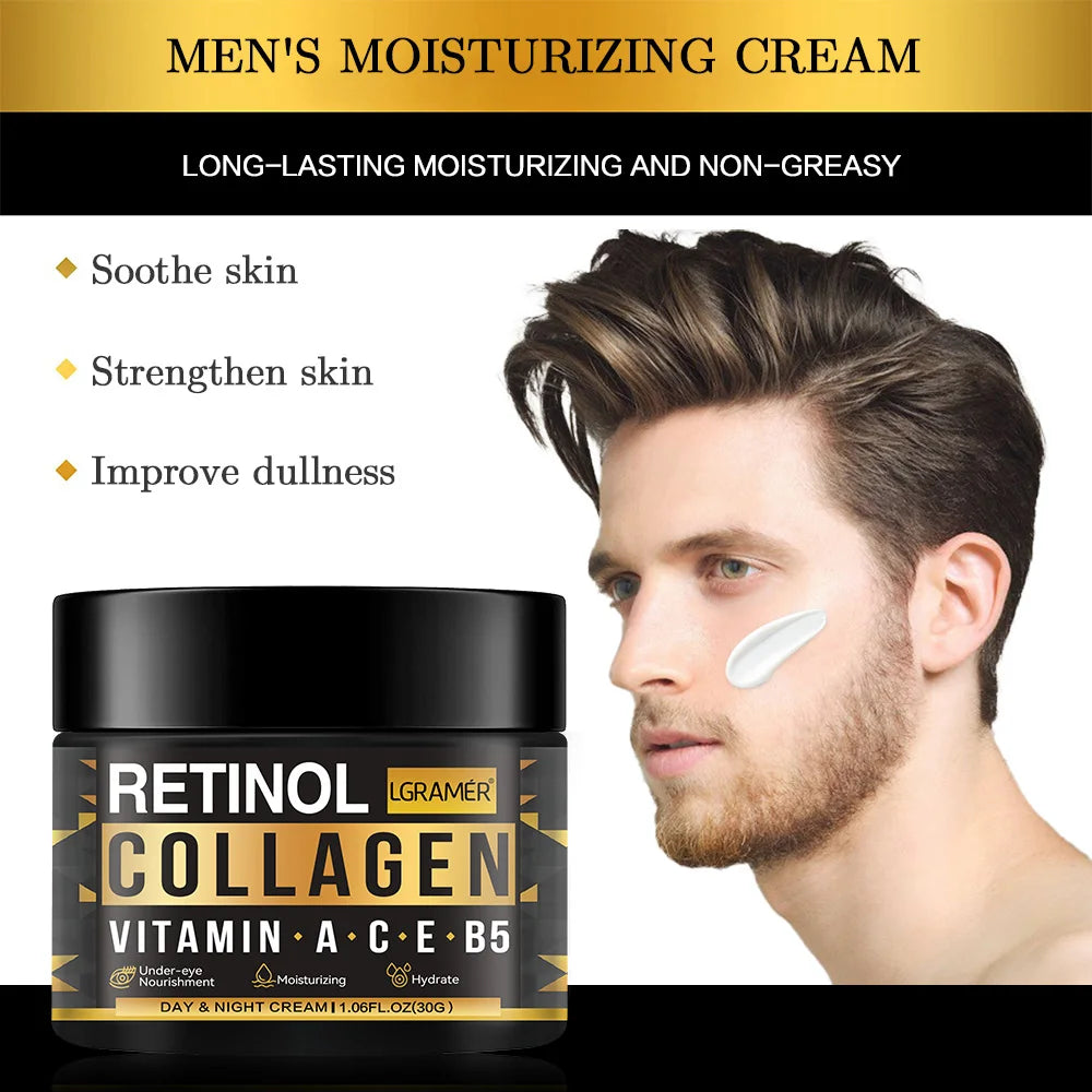 LGRAMER Advanced Retinol Collagen Cream for Men – Reduces Fine Lines & Firms Skin