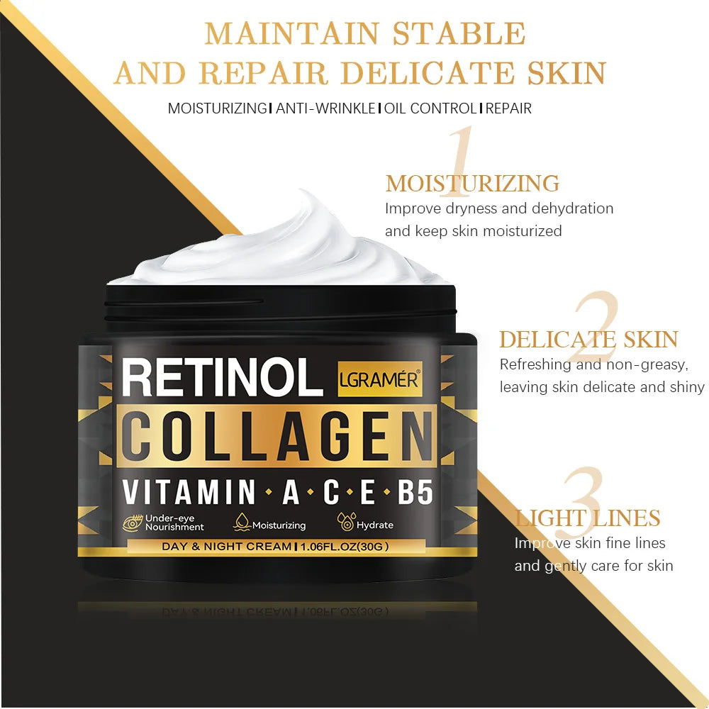 LGRAMER Advanced Retinol Collagen Cream for Men – Reduces Fine Lines & Firms Skin
