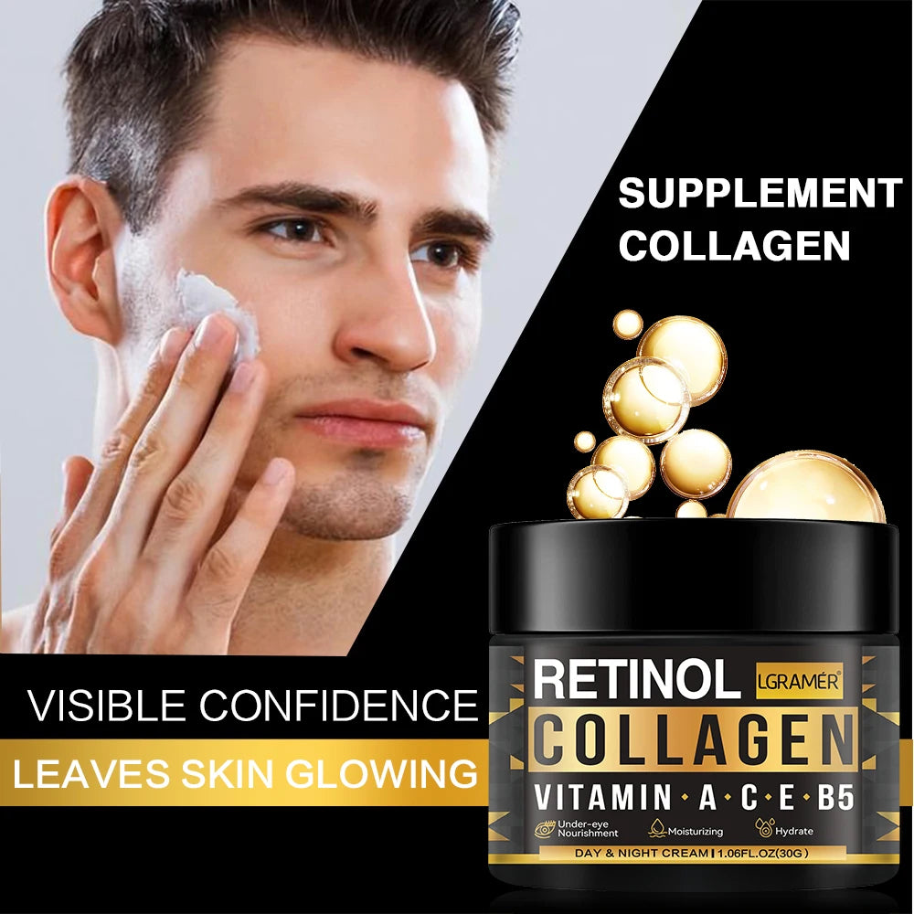 LGRAMER Advanced Retinol Collagen Cream for Men – Reduces Fine Lines & Firms Skin