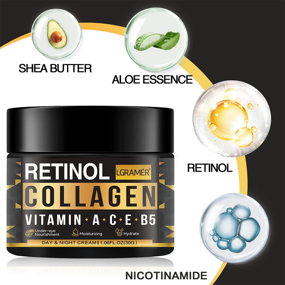 LGRAMER Advanced Retinol Collagen Cream for Men – Reduces Fine Lines & Firms Skin