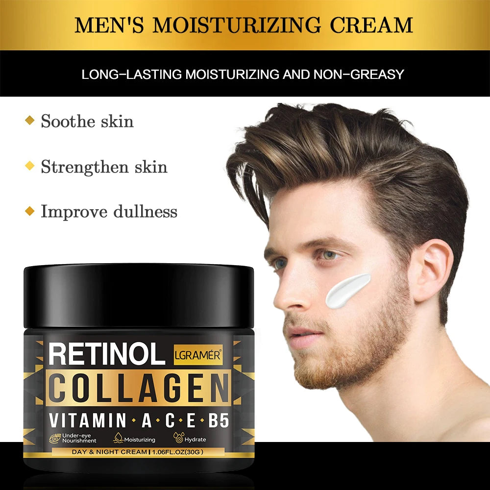 LGRAMER Advanced Retinol Collagen Cream for Men – Reduces Fine Lines & Firms Skin